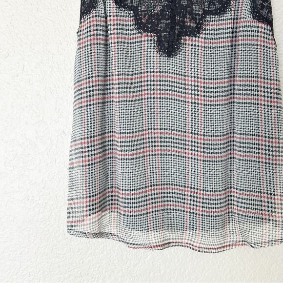 Abercrombie & Fitch Womens Lace Trim Tank Top Grunge Punk Houndstooth‎ Y2K XS - Picture 4 of 8